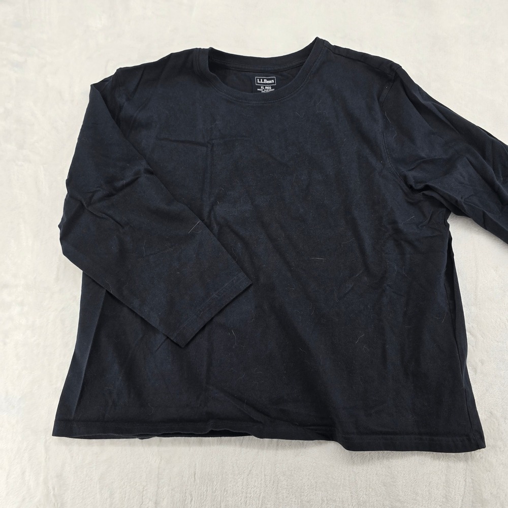 L.L.Bean T-Shirt Womens XL Long Sleeve Tee Black Cotton Crewneck‎ 509357
